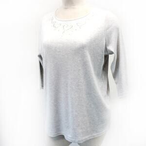Quacker Factory Plus Gray Valentine's Day Studs Shirt Top Tunic 2X